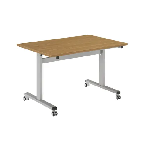 Pro Flip Rectangular Table - W1200 x D800 x H725mm - Silver Legs - Oak